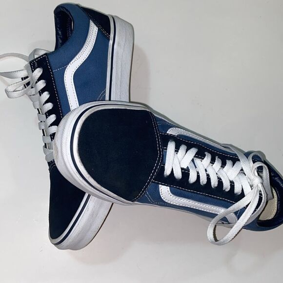 Vans Blue and White Old Skool Sneakers Size Unixes Women’s 12 Men 10.5 - Picture 9 of 13